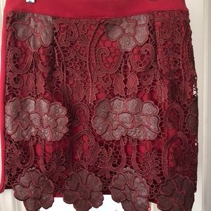 Burgundy /dark red skirt